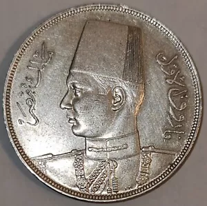 EGYPT / AH1358-1939 20 Silver Piastres,King Farouk A.Unc Cleaned !!! - Picture 1 of 2