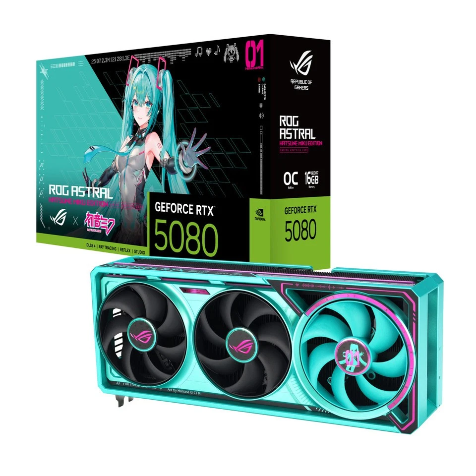 ASUS ROG Astral RTX 5080 Hatsune Miku Edition OC 16GB GDDR7 DLSS4 2*HDMI/3*Displ - Immagine 1 di 1