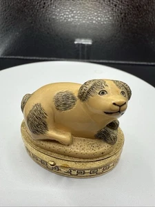 Vintage Estee Lauder Cinnabar Imperial Dog Solid Parfum Compact Vanity - Bild 1 von 6