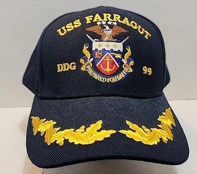 Gorra de colección The Corps negra USS FARRAGUT DDG 99 USN acorazado militar de Estados Unidos Foto 1 de 4