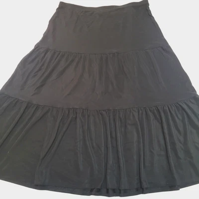 Secondhand Briggs New York Black Tiered Ruffle Stretch Midi Skirt | Women Size L - Image 1 of 2