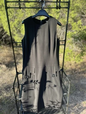 Vestido midi Etcetera negro sin mangas elástico cuello capucha bolsillos para mujer talla 4” Foto 1 de 3