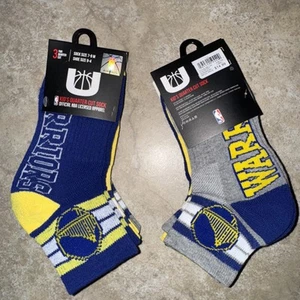 NBA Golden State Warriors Kid's Quarter Cut Socks 3 Pairs Shoe Size 9-4 NWT LOT - Picture 1 of 3