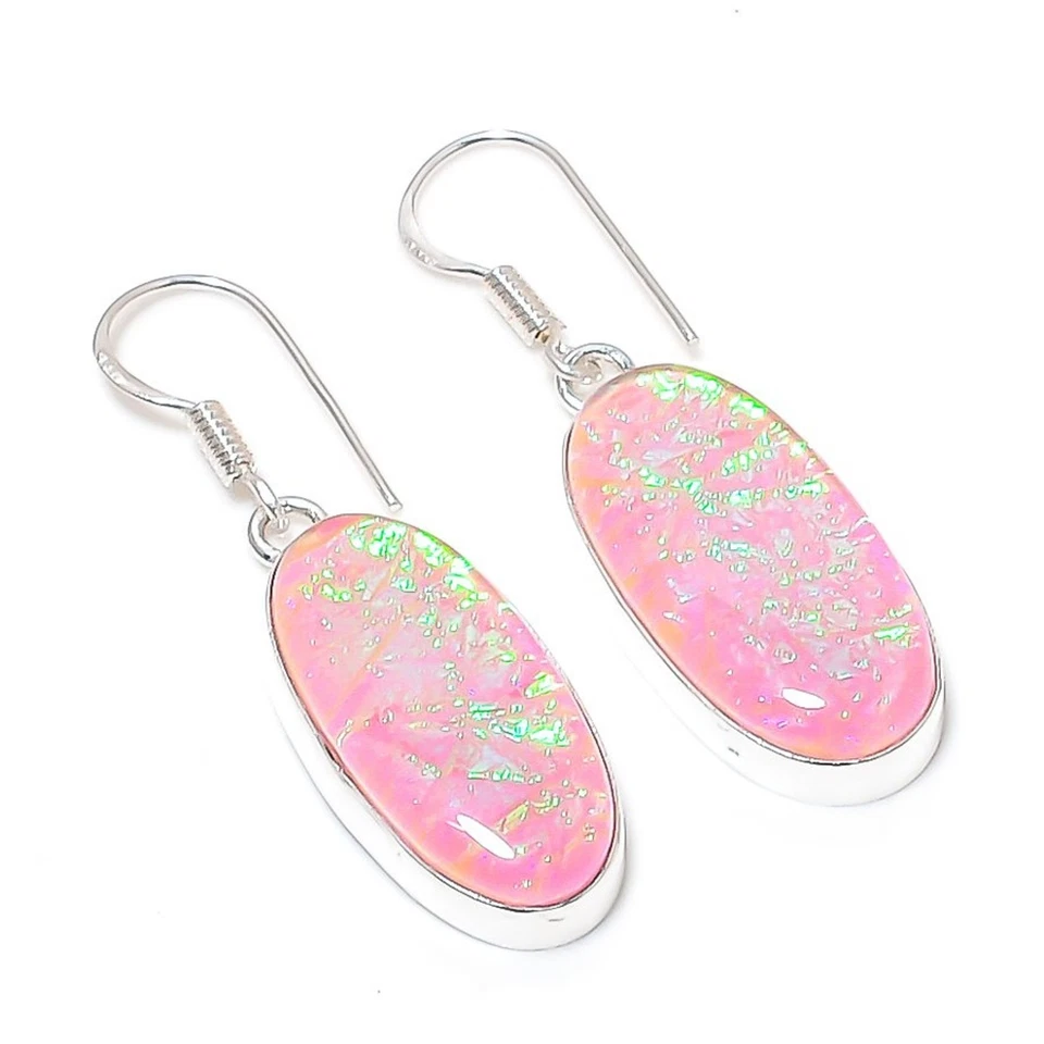 Pendiente naranja australiano triplete ópalo forma ovalada piedras preciosas joyería hecha a mano 2,1" Foto 1 de 4