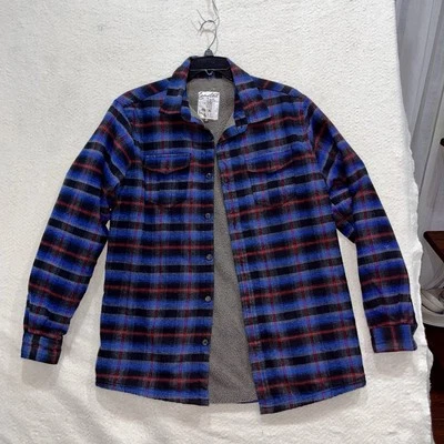 Coastal Sherpa Lined Flannel Shirt Jacket Shacket Men’s XXL Blue Plaid - Image 1 of 4