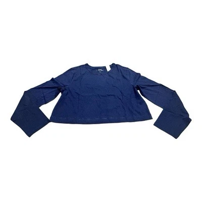 Camiseta corta vintage de algodón orgánico GAP para mujer, manga larga, azul, grande NUEVA Foto 1 de 4