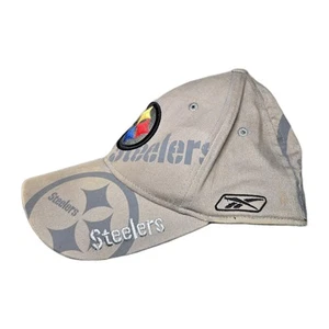 VTG Pittsburgh Steelers Hat NFL Football Reebok Cap Tan Gray Fitted L/XL AOP - Picture 1 of 6
