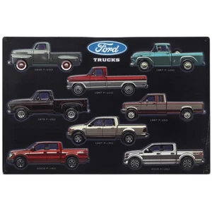 Ford Trucks Collage Embossed Metal Sign - Vintage Ford Wall Art for Man Cave ... - Picture 1 of 5