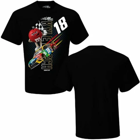 2021 KYLE BUSCH #18 M&M's TRACTION NASCAR LICENSED BLACK SHIRT Cover