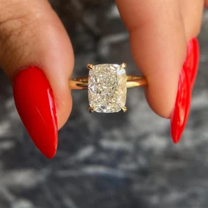 IGI Lab Created 2.50 Ct Cushion Cut Diamond Engagement Ring 14K Yellow Gold - Picture 1 of 11