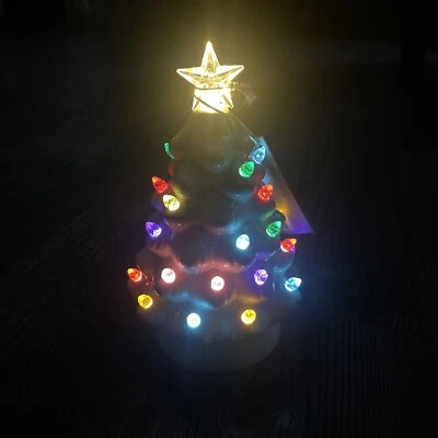 7.5 in ceramic light up Christmas tree With 2 Light Settings 4 Hour Timer Option - Image 1 of 4