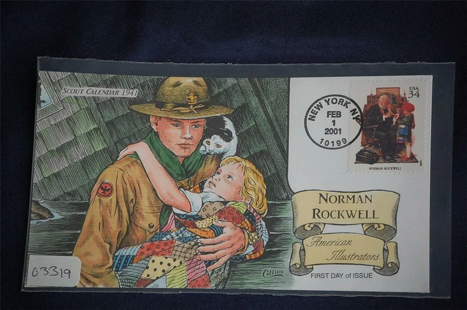 American Illustrators Norman Rockwell FDC HP Collins#O3319 Sc#3502s Boy Scouts - Image 1 of 1