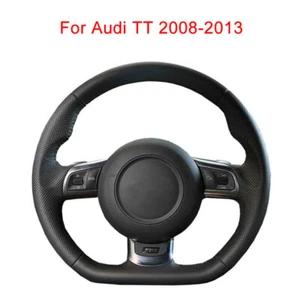 Soft Durable Black Leather Car Steering Wheel Cover Wrap For Audi TT 2008-2013 - Picture 1 of 8