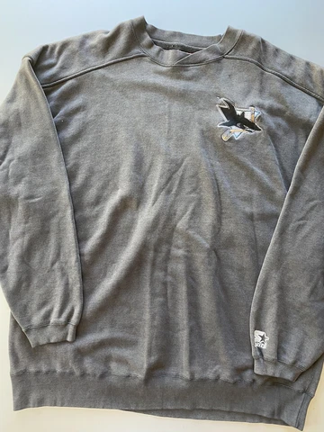 Vintage 90s Starter San Jose Sharks Faded NHL Hockey Team Sweatshirt XXL Sweater Cover