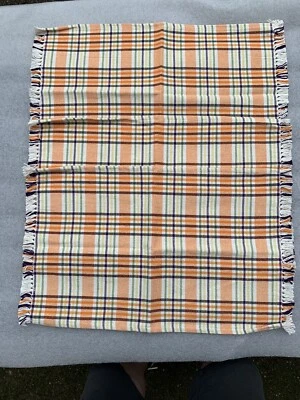 3 Genuine Fiesta Placemats Orange Plaid Fringe - Image 1 of 3