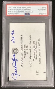 Boleto firmado por Rollie Fingers 2/08/1992 béisbol patio inducción autógrafo PSA/DNA - Imagen 1 de 3