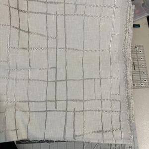 2,875 Yd Stück, hellgrau Leinen geometrisches Muster Polster Gewicht Stoff - Bild 1 von 3