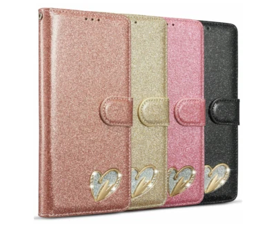 Funda para teléfono Samsung Galaxy S23 S25 de cuero brillante brillante brillante cubierta tipo billetera abatible