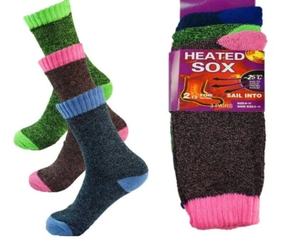 3 Pares Mujeres Invierno Cálido Trabajo Térmico Calefacción Resistente Botas Calcetines Talla 9-11 Foto 1 de 4