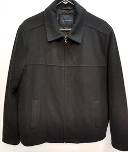 TOMMY HILFIGER JACKET SZ L, Black, Front Zip, Wool Blend, Quilted Lining - Picture 1 of 14