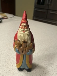 Vintage House of Hatten Santa Claus w/Teddy Bear Figurine - Susan M. Smith 6"T - Foto 1 di 5