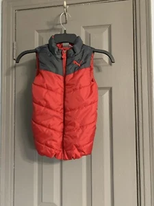 Puma Puffer Vest Boys Size S 7 Logo Sleeveless Preowned - Picture 1 of 8