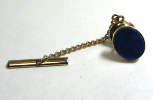 Vintage D-B 14K Solid Yellow Gold 5.05 ct Oval Lapis Lazuli Tie TacK Tac