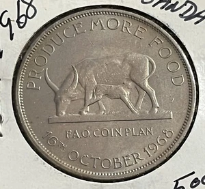 1968 Uganda Five Shillings Uncirculated FAO KM# 7 - Picture 1 of 2
