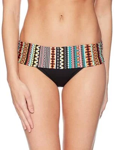 Jantzen Women's Geo Multi Stripe Shirred Waist Bikini Bottom, Empress Teal, 10 - Picture 1 of 2