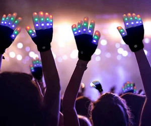 LED Flashing Gloves Glow 7 Modes Light Up Finger Lighting Dance Rave Party Kid - Picture 1 of 6