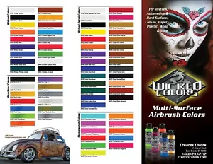 Createx Wicked Colors Water-Based 2oz Universal Airbrush Paint  select any color - Picture 1 of 135