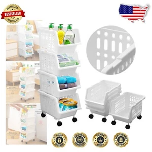 Ventilated Stackable Storage Bins Set - Easy Access for Clutter-Free Homes - Picture 1 of 9
