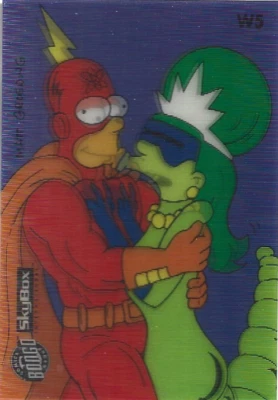 1994 SKYBOX BONGO THE SIMPSONS RADIOACTIVE MAN MARGE & HOMER WIGGLE #W5 CARD - Image 1 of 4