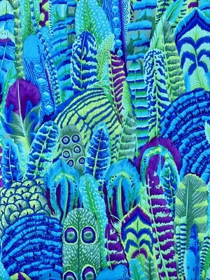 FREESPIRIT Feathers - Green - PJ055 - fabric by Philip Jacobs