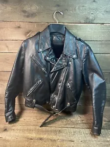 Giacca moto donna Brooks foderata in pelle nera. Made in USA. Taglia 32 - Foto 1 di 16
