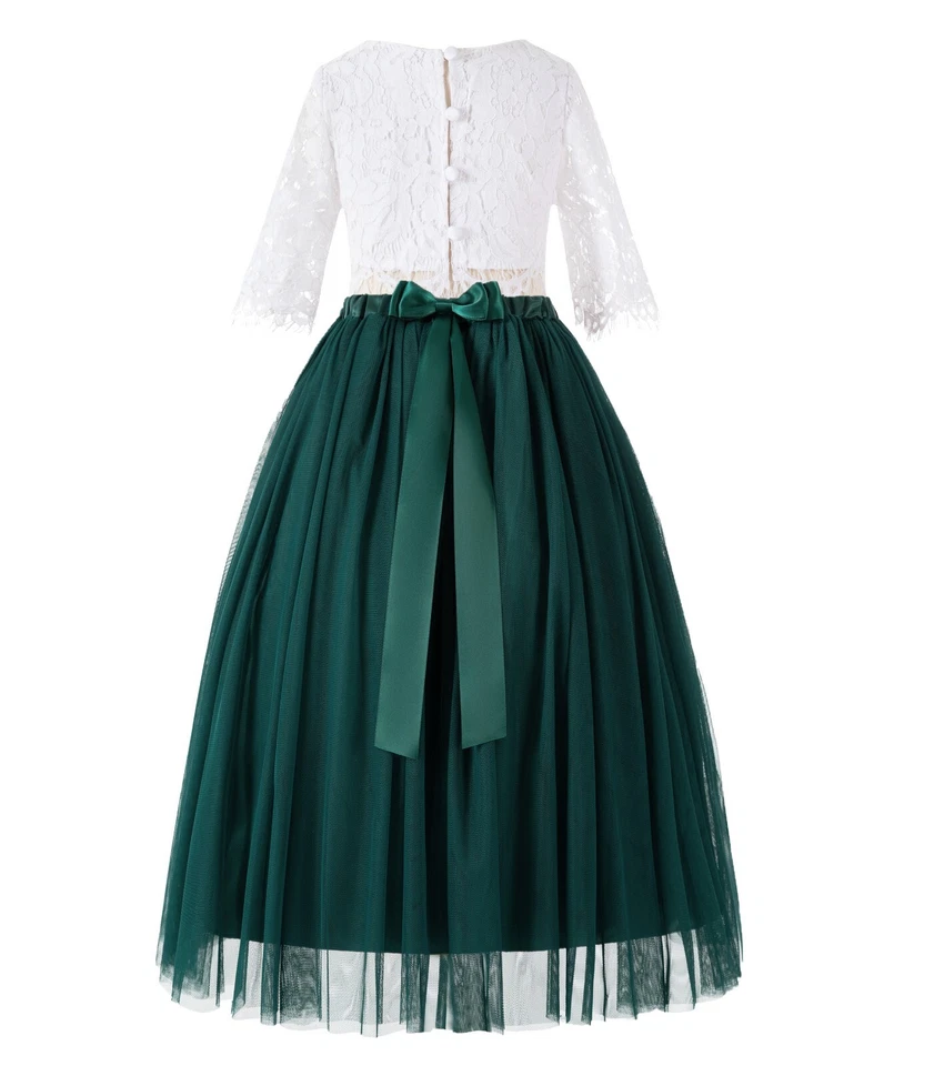 Eyelash Lace Flower Girl Dress A-Line Dress Junior Vintage Dress Pageant Dresses - Image 1 of 1