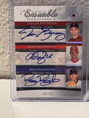 2006 Ultimate Ensemble Signatures Triple Auto Adam Wainwright Cardinals RC 45/50 - Image 1 of 2