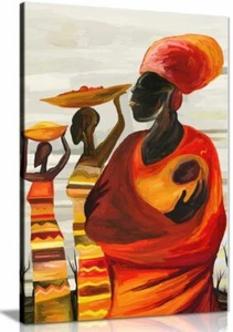 African Art Women with Baby Tribal Canvas Wall Art Picture Print Home Decor - Picture 1 of 1