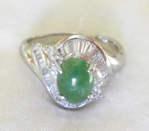 Impresionante anillo con halo de diamantes de jade de 1,50 quilates de platino pesado de 0,57 quilates - 9,02 gms, talla 9,25 - Imagen 1 de 12
