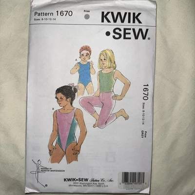 Kwik Sew 1670 Girls Leotards & Tights Sewing Pattern Sz 8-14 Uncut C.1987 - Image 1 of 4