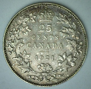 1921 Canada Silver Quarter 25c Canadian Coin Circulated 25 Cents - Picture 1 of 2