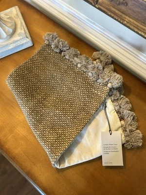 West Elm Two-Tone Chunky Linen Tassels Pillow Cover 12”x21” Cumin NWT OPEN BOX - Image 1 of 4