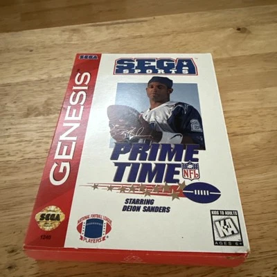 Prime Time NFL Starring Deion Sanders (Sega Genesis, 1995) Box, Booklet Game - Image 1 of 4