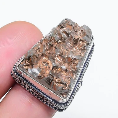 Golden Titanium Druzy Gemstone Handmade Antique Jewelry Vintage Ring 6" PG 1424 - Image 1 of 4