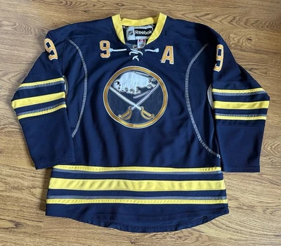 Camiseta deportiva de hockey vintage Buffalo Sabres Derek Roy #9 correa de lucha cosida CCM 52 Foto 1 de 4