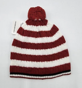 MarSel Boys’ Wool Blend Beanie Knitted Red / White Hat Sz 48-50 2 Years NWT - Picture 1 of 4
