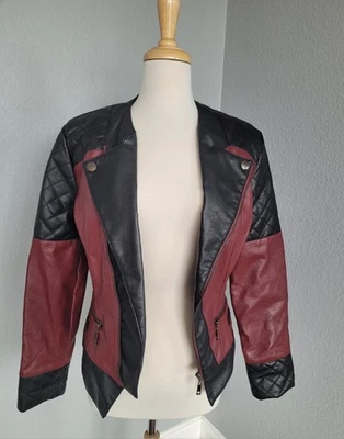 Dollhouse Red & Black Leather Biker Jacket Size Small Women's - Image 1 of 4