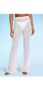Neu Wild Fable Damen Netz hohe Taille Schlag Überwurf Hose weiß Größe Large - Bild 1 von 7