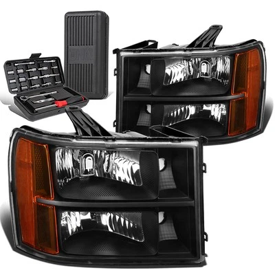 Par de faros de señal negros/ámbar para GMC Sierra 1500 2007-2013 + caja de herramientas Foto 1 de 4