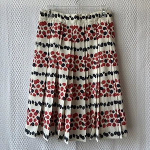 J Crew Pleated Skirt Berry Print Size 6 Womens A Line Cream Raspberry Blackberry - Picture 1 of 9